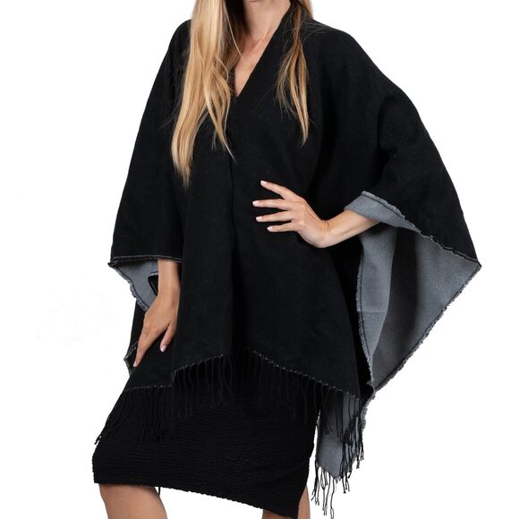 Вrооk + Вау Accessories - 9244 Winter Poncho - Shawl Wrap & Womens Poncho Sweater W/tassels - Cardigan